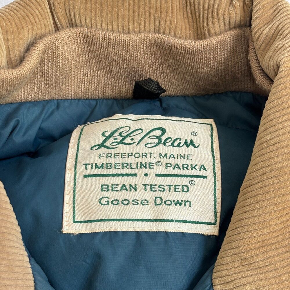 VTG 80s LL Bean Goose Down Timberline Parka Coat Mens L Chore Corduroy USA - Picture 4 of 10